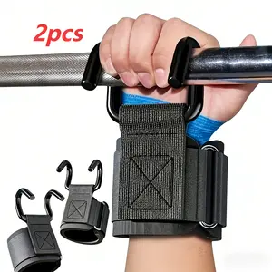 2pcs Wide Weightlifting Grip Hooks, Pull-Up Assist Wristbands, Dumbbell Single Bar Training Aid, Hard Pull Pusher, Gym Accessories