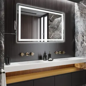 【GARVEE】LED Bathroom Mirror, 20x28Inch Front and Backlit, 3 Colors Dimmable, CRI>90 Double Lights, Enhanced Anti-Fog, Wall Mount Lighted Mirror, Horizontally/Vertically Mounted