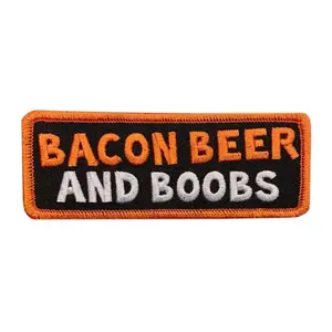 Bacon Beer and Boobs Biker Patch [Iron on Sew on 4.0 X 1.5 -AT7]