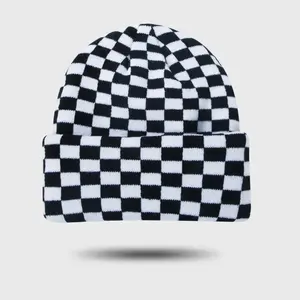 Black and white checkered beanie