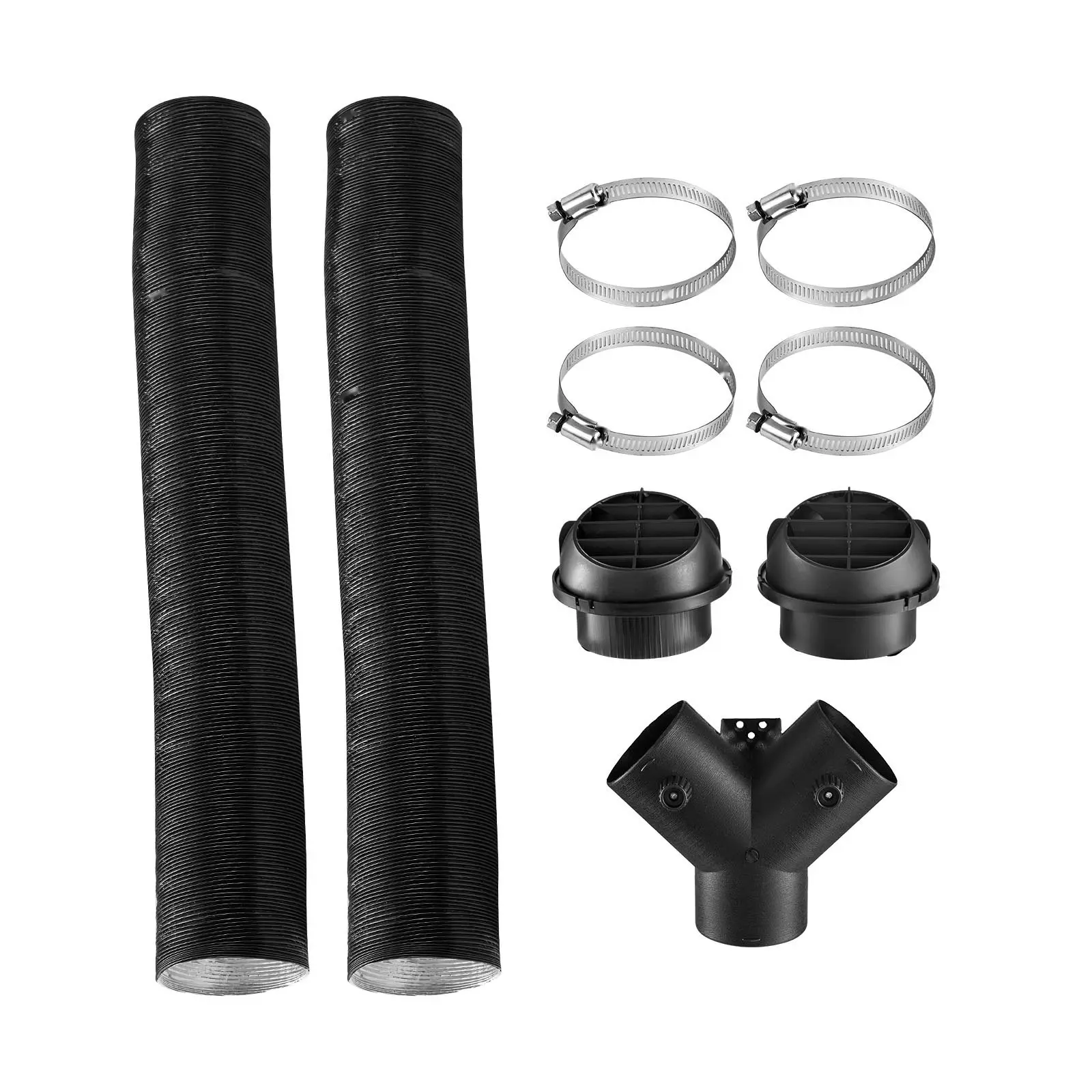 Diesel Parking Heater Pipe Duct Vent Kit, 3-Inch Air Duct Assembly For Diesel Parking Heaters, Ductwork And Exhaust Vent Tubes, Installation Hardware Included, Durable Air Ducting Kit