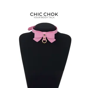 CHICCHOK [First Love] Fashion Cute and Lovely Style, Bow Tie Daily Wear Leather Necklace Choker