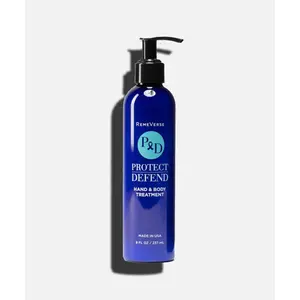 Remverse Protect & Defend Hand & Body Treatment - Hydrating Formula in Blue Bottle with Pump Dispenser