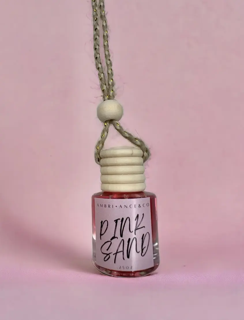 Pink Sand Scented Car Freshener, Long Lasting. Shimmer in each bottle. Ambri-ance & Co product