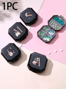 Portable 6-Compartment Pill Box, Travel Medicine Organizer, Mini Heart Pattern Letter A-Z, Moistureproof Vitamin Container, Supplement Organizer, Emergency Kit