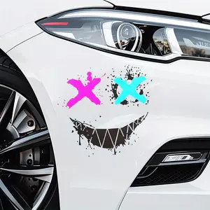 Trendy Street "Evil Smile Mark" Stickers, Splatter  Smiley High-contrast Graphic Car Side Skirt Decals, Sharp Brushstrokes, Suitable for Motorcycles, Skateboards, Suitcases and More, Show Edgy Taste, Hot-selling Personalized Decals