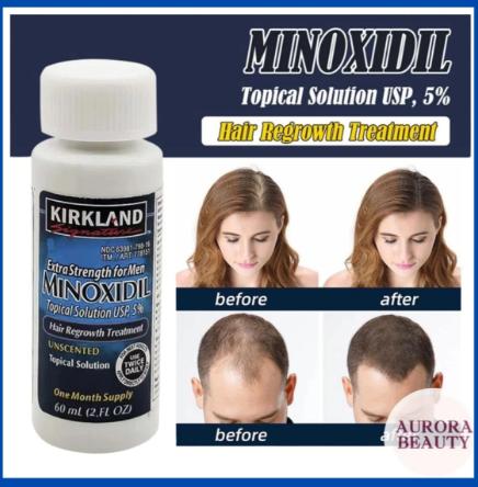 3pcs Kirkland Signature 5% Minoxidil Extra Strength Hair Regrowth Treatment - Men's USP Topical Liquid with Dropper, PeppermintCastor Rosemary Biotin Haircare Formula