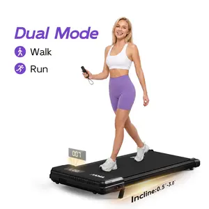 TKW 2-in-1 Under Desk Walking Pad, Adjustable Incline, Remote Control, LED Display, Quiet Portable Treadmill for Home Office, 260lbs Capacity