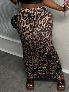 Women's Leopard Print Maxi Long Skirt, Fashion Casual Skirt for Party Club Dating Wear, Women's Bottoms for Daily Wear, Womenswear