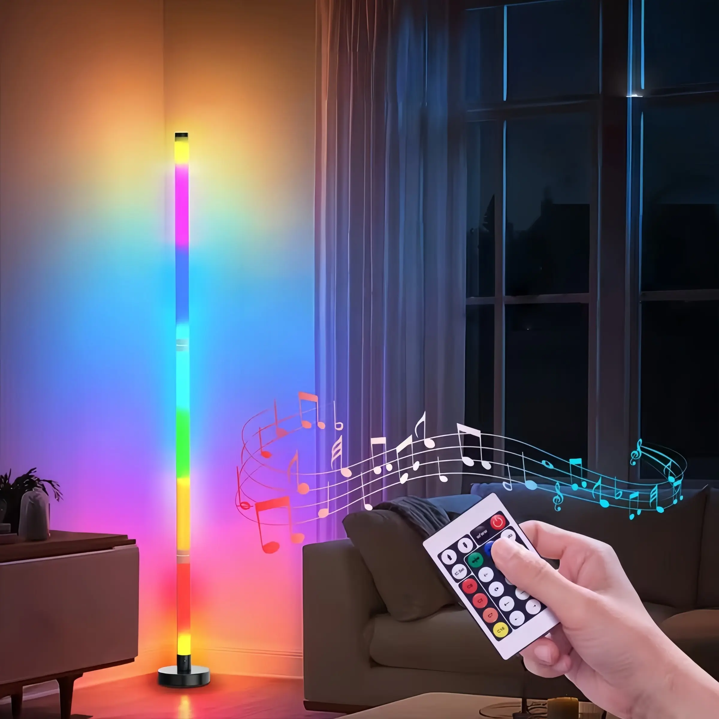 LED RGB Floor Lamp, Detachable Creative Light, Million Color Gradient, Music Rhythm Lighting, Remote Control, Adjustable Lights, Bedroom Gaming Atmosphere, Music Sync Lights, Led Floor Lamps, Led Decoration Lamp