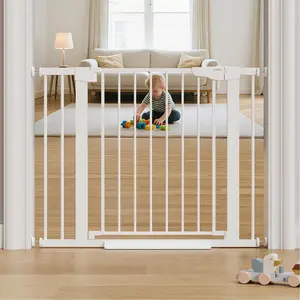 29.7-40.6" Baby Gate for Stairs, Mom's Choice Awards Winner-Dog Gate for Doorways, Pressure Mounted Auto-Close Pet Gates for Dogs Indoor, Safety Child Gate with Easy Walk Thru Door, White