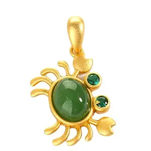 Creative Small Animal Crab Pendant Small Crab Ancient Green Jasper Pendant Necklace new jojo bows rich staccs jewelry g shock valentines gifts for gf free shipping only gifts for women men's valentine's gifts