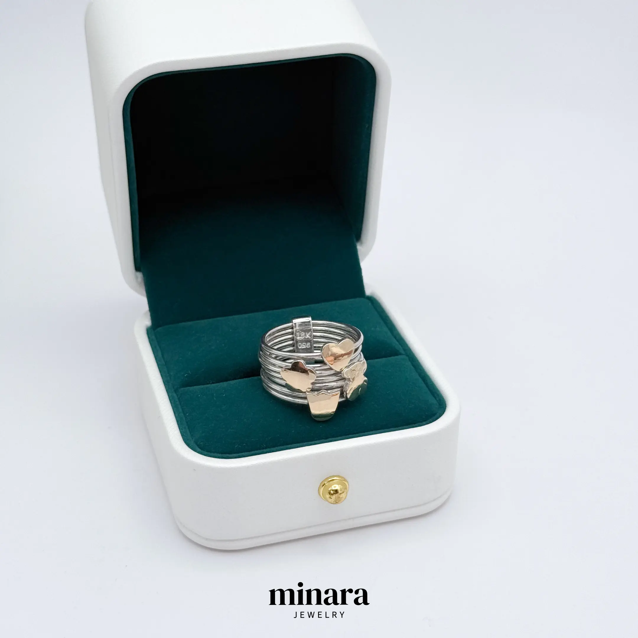MINARA 950 Silver Anillo Semanario Laminado en Oro 18K