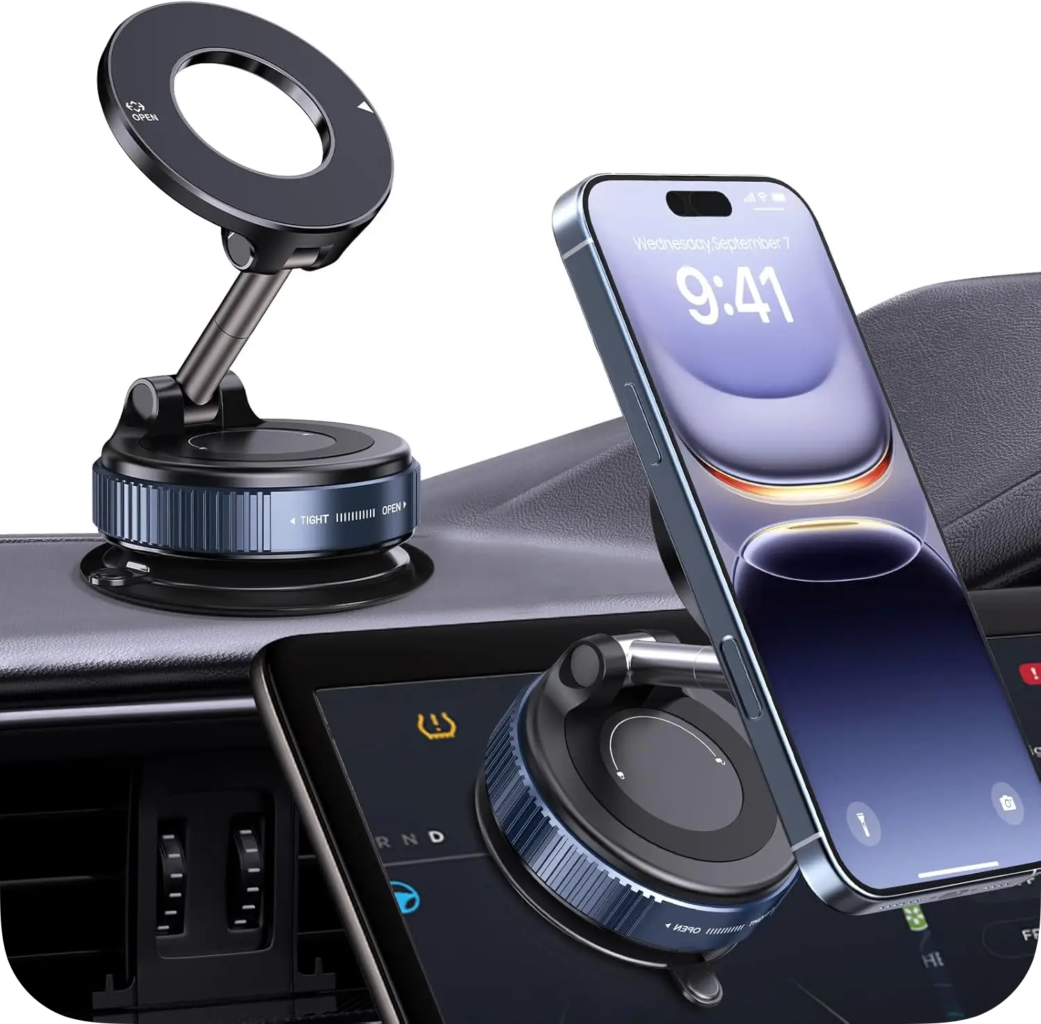 Upgrade Magnetic Phone Holder for Car, 360° Adjustable Vacuum Suction Phone Mount, Hands-Free Pocket Size Foldable Portable Cell Phone Holders for You