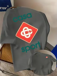 "casablanca" Pattern Men's Casual T-Shirt, Polyester Blend, Comfortable and Simple, Street Style, Short Sleeve, Fitted, Daily Wear