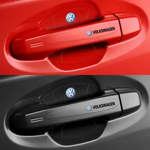 4/8Pcs Car Door Bowl Anti Scratch Stickers Car Door Handle Protector Decals Automotive Accessories For Volkswagen VW Golf 4motion MTM Blue Motion Polo Scirocco CADDY Beetle Passat Touareg Jetta Tiguan Touran TSI TDI R32 MK4
