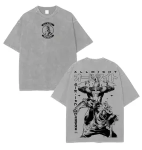 Wash Oversized Graphic Tee All Might x Katsuki Bakugo My Hero Academia Anime Washed T-Shirt