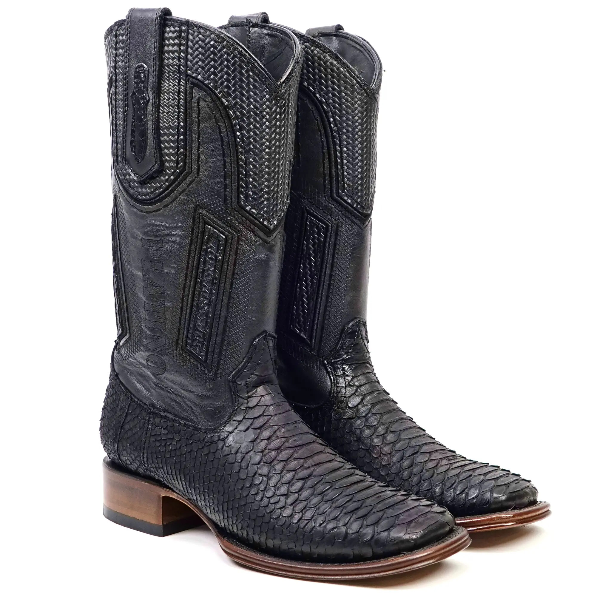 Tanner Platinum Cowboy Boots - Black - Square Toe