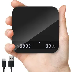 Mini coffee scale with auto timing, rechargeable espresso scale with timer, 2kg/0.1g high precision scale for espresso and pour-over coffee with brewing assist modes