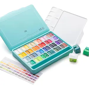 Cup Jelly Gouache  Set, 48 Colors 12g, Jelly Cup Design, Non   for Canvas and Paper, Art Supplies for Professionals (Green Case)