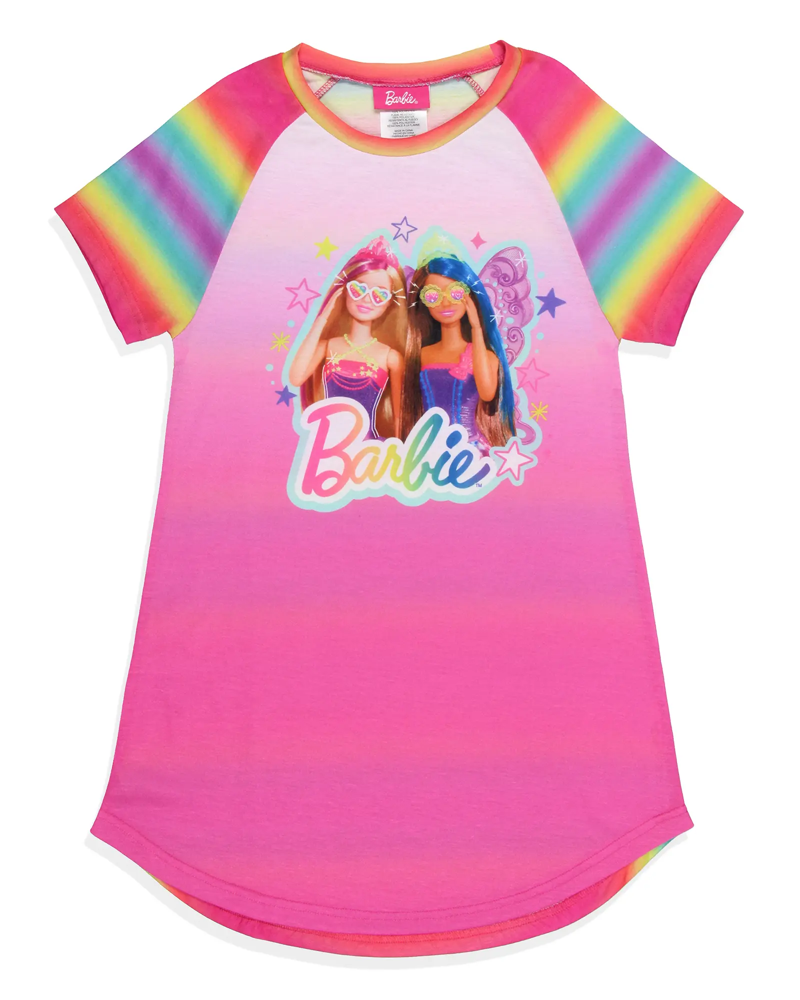 Barbie Girls' Doll Magic Fairy Characters Stars Nightgown Sleep Pajama Shirt Barbie Girls' Doll Magic Fairy Characters Stars Nightgown Sleep Pajama Shirt