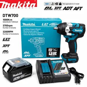 Makita DTW700 18V High Torque 1000Nm Cordless 1/2" Brushless Impact Wrench Powerful Electric Tool for Automotive Repair Construction Home Use Heavy Duty