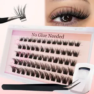 Self Adhesive False Eyelashes Cluster Set, Mixed Lengths (8-16mm), Fluffy, Curled, Dense, Natural Look, Waterproof, Cosplay, Travel Friendly