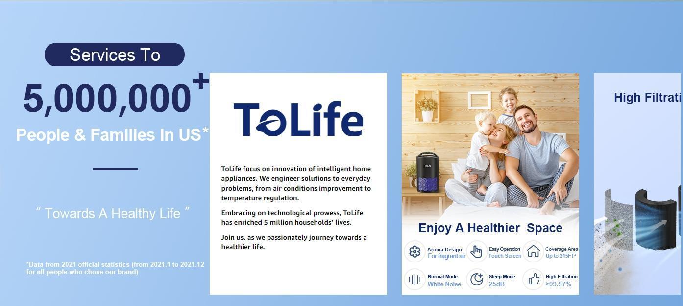 ToLife K1 Air Purifier: HEPA Filter for Pet Allergies & Dust! Portable, Baby-Friendly & Low-Noise Sleep Mode - Perfect for Home & Office