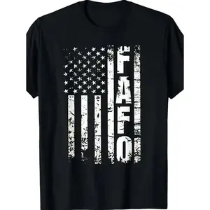 'FAFO’ & Distressed Flag Graphic Tee - Bold 'Fck Around Find Out’ Attitude with Vintage Star & Stripe Motif,Four-season casual short-sleeved T-shirt, sports T-shirt, sport and casual wear, home and casual wear.