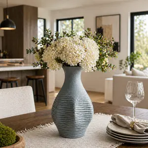 Aesthetic Ribbed Vase | Modern Home Decor | Minimalist Sculptural Vase | TikTok Viral Desk & Shelf Decor | Neutral Room Decor