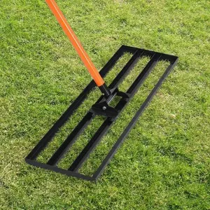 Lawn Leveling Rack 30x10 Inch, Heavy Duty Steel Yard Leveling Rack with 6ft Extended Handle, Ground Leveler for Garden, Backyard, Golf Field, Farm, Level Soil or Dirt Ground, Black & Orange