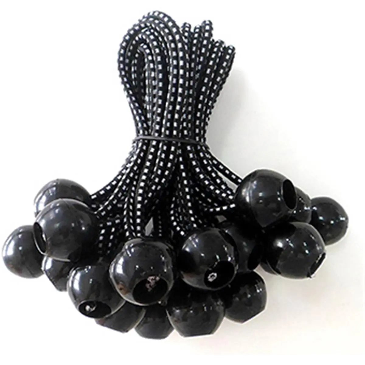 212 MAIN 6 in. Black Ball Bungee with Ball Ends - Pack of 25, Tarp Securing Fastener