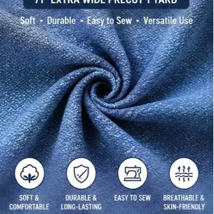 10 oz Medium Weight Medium Wash Denim Fabric by The Yard, 71" Extra Wide Precut 1 Yard Cotton Blend for Sewing, Home Decor & Crafts
