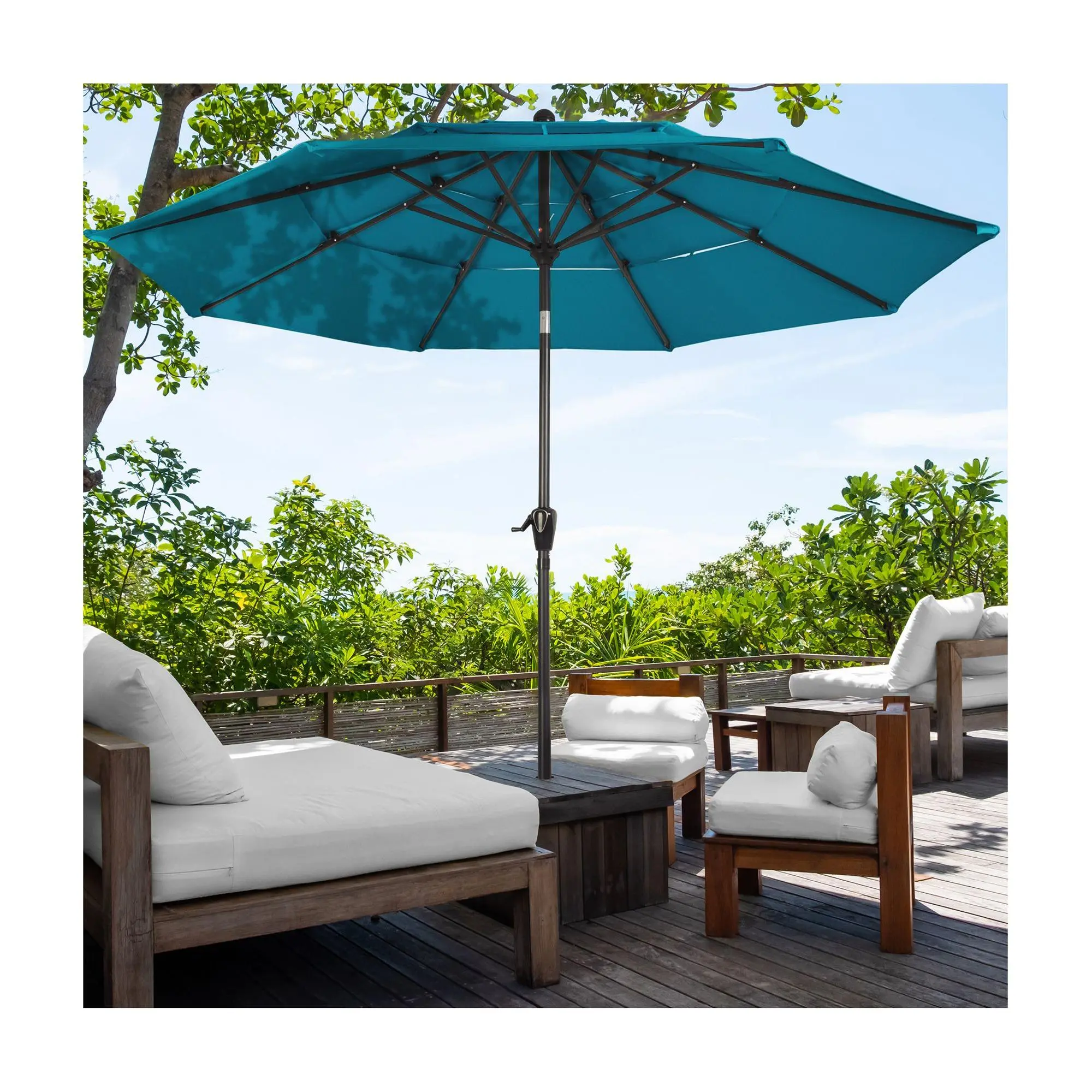 Pure Garden 10FT Patio Umbrella 3-Tiered Sunsha de Button Tilt Pure Garden 10FT Patio Umbrella 3-Tiered Sunsha de Button Tilt