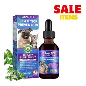 【SALE】WEALLIN Flea & Tick Support Drops for Cats and Dogs – Natural Flea & Tick Support Drops with Multivitamins – Oral Supplement for Pets – Suitable for All Breeds and Ages-Bacon flavor