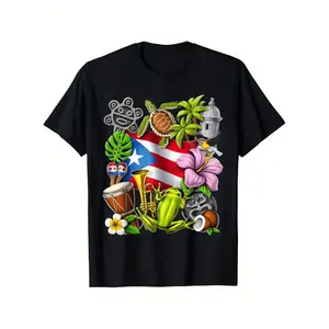 Puerto Rico Puerto Rican-Shirt, Loose Style New Unisex Short-Sleeved-Shirt, Casual And Comfortable, %, S