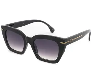 Tomz Sunglasses - Black Frame with Gradient Lenses & Unique Design Elements - Unisex Fashion Statement Glasses - Glamour & Designer Inspired Luxury