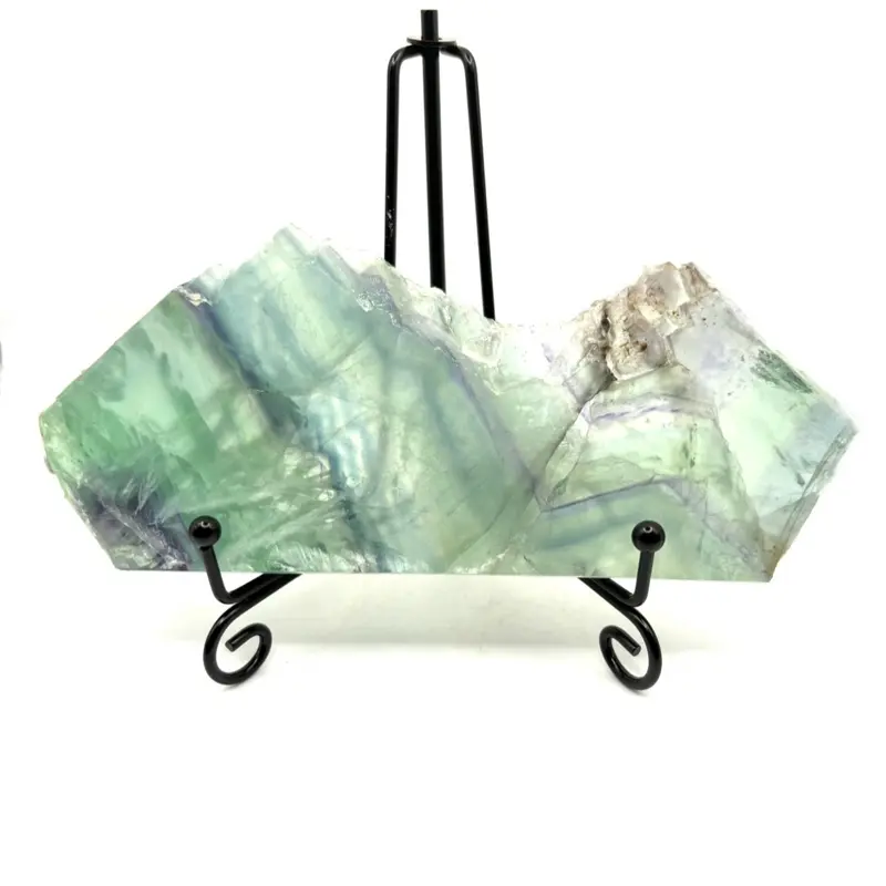 Rainbow Fluorite Crystal Slab- includes Metal Display Stand.