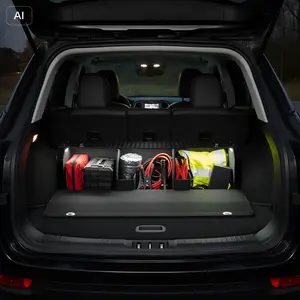 SUV Trunk Organizers and Storage with LED Light, Waterproof Leather Car Storage Organizer with Lid & Sturdy Handle, Large Capacity Car Storage Bins for Groceries, Commute, Road Trips (39.76 inch)