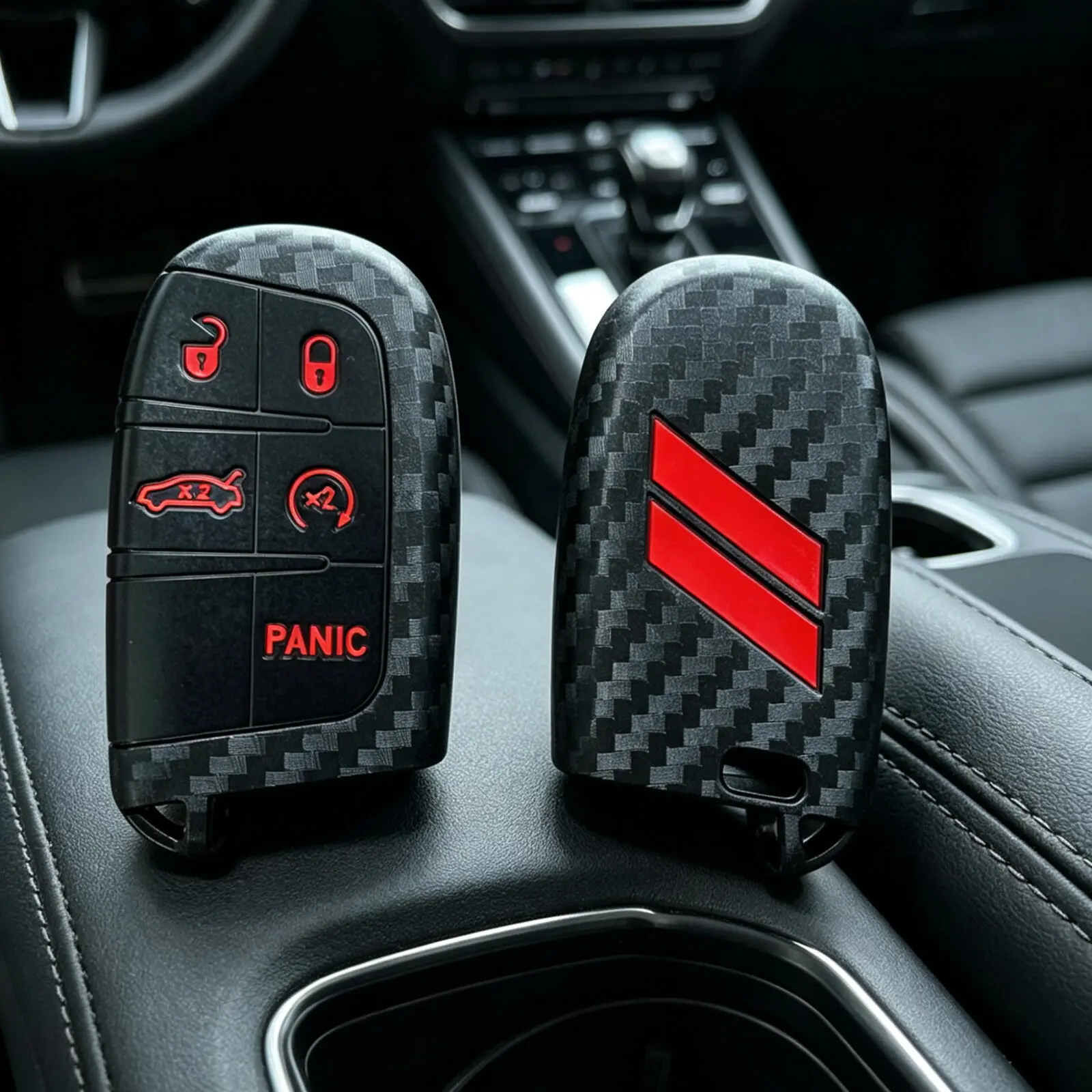 for Dodge Charger, Challenger, Durango, Jeep Grand Cherokee Trackhawk & 300 Car Accessories Smart Remote Key Case Silicone Cover Holder Protect Skin