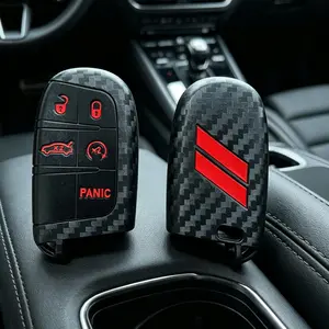 for Dodge Charger, Challenger, Durango, Jeep Grand Cherokee Trackhawk & 300 Car Accessories Smart Remote Key Case Silicone Cover Holder Protect Skin