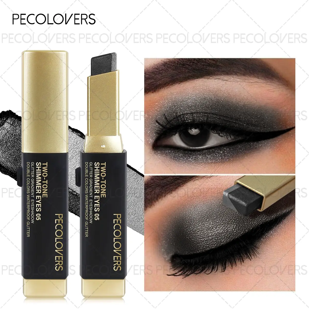 1PC Dual-Tone Pearlescent Eyeshadow Sticks - Glitter Shimmer Eyeshadow - Waterproof, Long-Lasting, Vibrant Shimmer & Matte Finish - Bold & Natural Looks, Great for Everyday Use and Travel