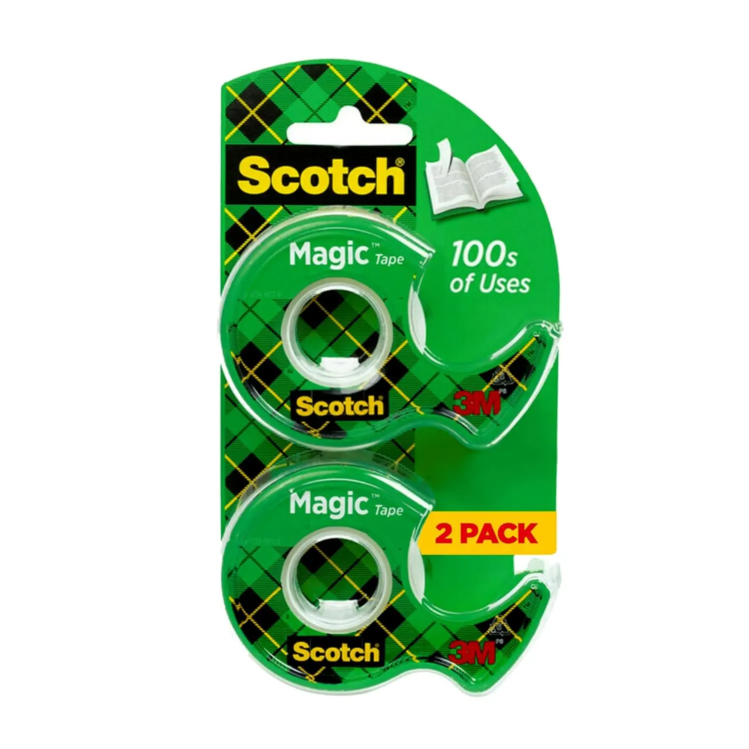 Scotch Magic Tape, Invisible, Repair Christmas Cards and Use as Holiday Gift Wrap Supplies for Christmas, 2 Tape Rolls with Dispensers 3M