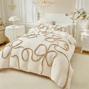 3-Piece Duvet Cover Set with Bow Pattern, Soft & Comfortable, Perfect Gift, All Seasons Bedding, Bedroom Bedding Set, Includes 1 Duvet and 1-2 Pillowcases