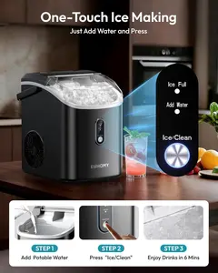 EUHOMY Nugget Ice Maker Countertop with Handle, Ready in 6 Mins, 38lbs/Day, Removable Top Cover, Self-Cleaning, Portable Chewable Ice Maker with Basket, Scoop, for Home/RV/Party/Camping (Black)