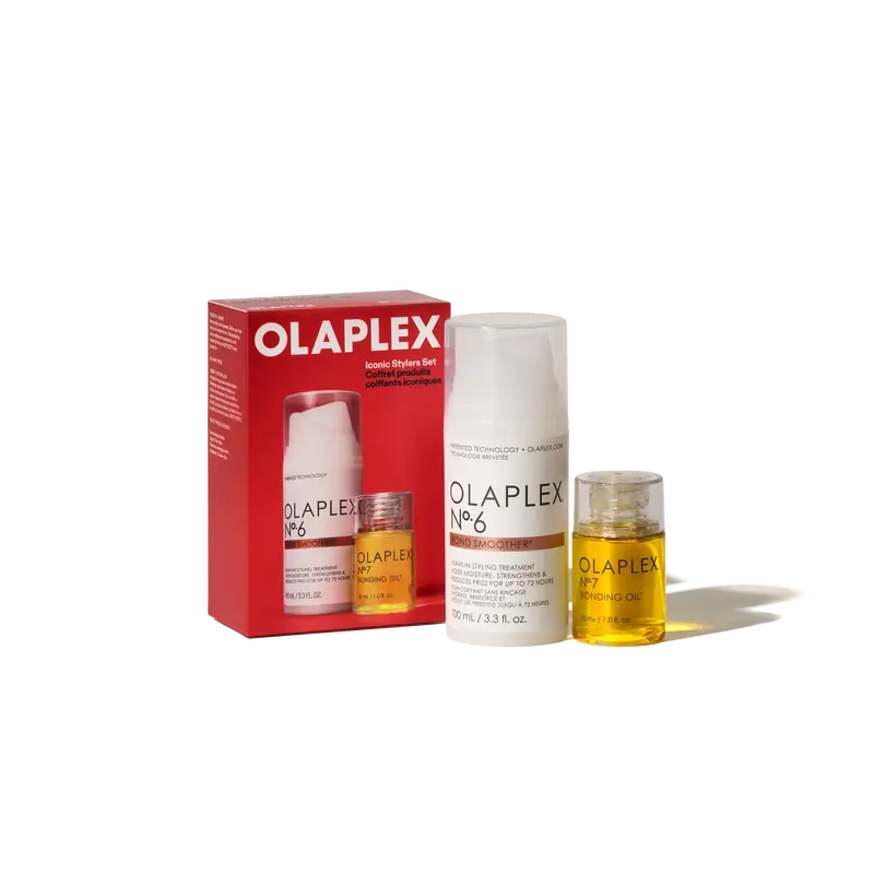 OLAPLEX Iconic Stylers Holiday Gift Set, Nº.6 Bond Smoother + Nº.7 Bonding Oil for Frizz & Shine