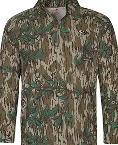 Mossy Oak Men's Hunting Shirts Lightweight Camo Tibbee Tech Stretch Quarter Zip 3 JJ2