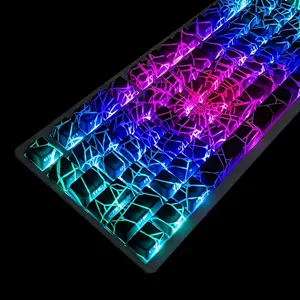 Mechanical Keyboard Keycaps KeyCaps Featuring a Spider Web Design for Wooting 130, with Shine-Through Capabilities, a 6.25U Space Bar, And Cool Side Lighting. These PBT Dye-Sublimated Keycaps Are in a Cherry Profile And Are -Made for 100%, 75%, 65%