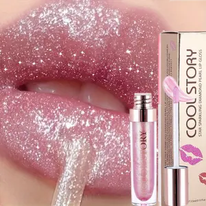 Diamond Glow Sparkle Lip Gloss | Glittery Moisturizing Lip Oil & Plumper, Long-Lasting High-Shine Finish, Universal Holographic Lip Glow Highlighter
