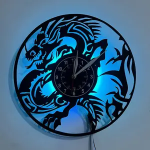 Colorful vinyl Led Wall Clock, with dragon design, suitable for home decoration, hotel decoration, office decoration, festival celebration decoration, birthday gift, holiday gift, graduation gift, tabletop decoration, art collection